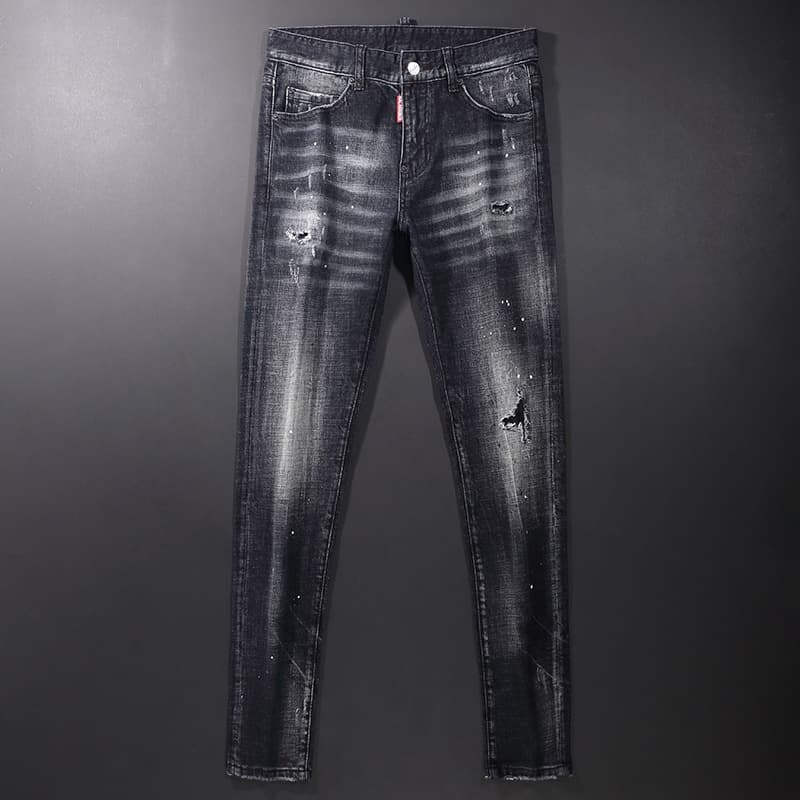 Jean slim déchiré pour homme, taille haute, style européen, légèrement élastique, pantalon long en denim tendance et ample, mode jeune